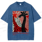 Unisex Yayoi Kusama Giraffe Printed Washed Tee