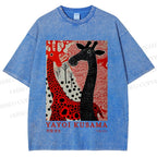 Unisex Yayoi Kusama Giraffe Printed Washed Tee