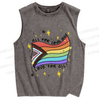 Unisex Pride All For Love Printed Washed Tank Top