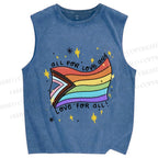 Unisex Pride All For Love Printed Washed Tank Top