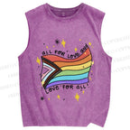 Unisex Pride All For Love Printed Washed Tank Top