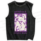 Unisex Pride Protect Trans Kids Printed Washed Tank Top