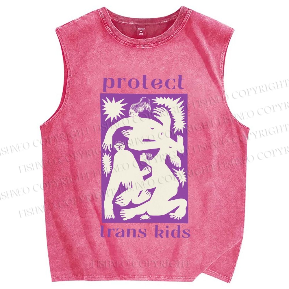 Unisex Pride Protect Trans Kids Printed Washed Tank Top