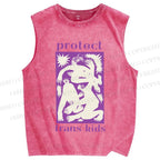 Unisex Pride Protect Trans Kids Printed Washed Tank Top