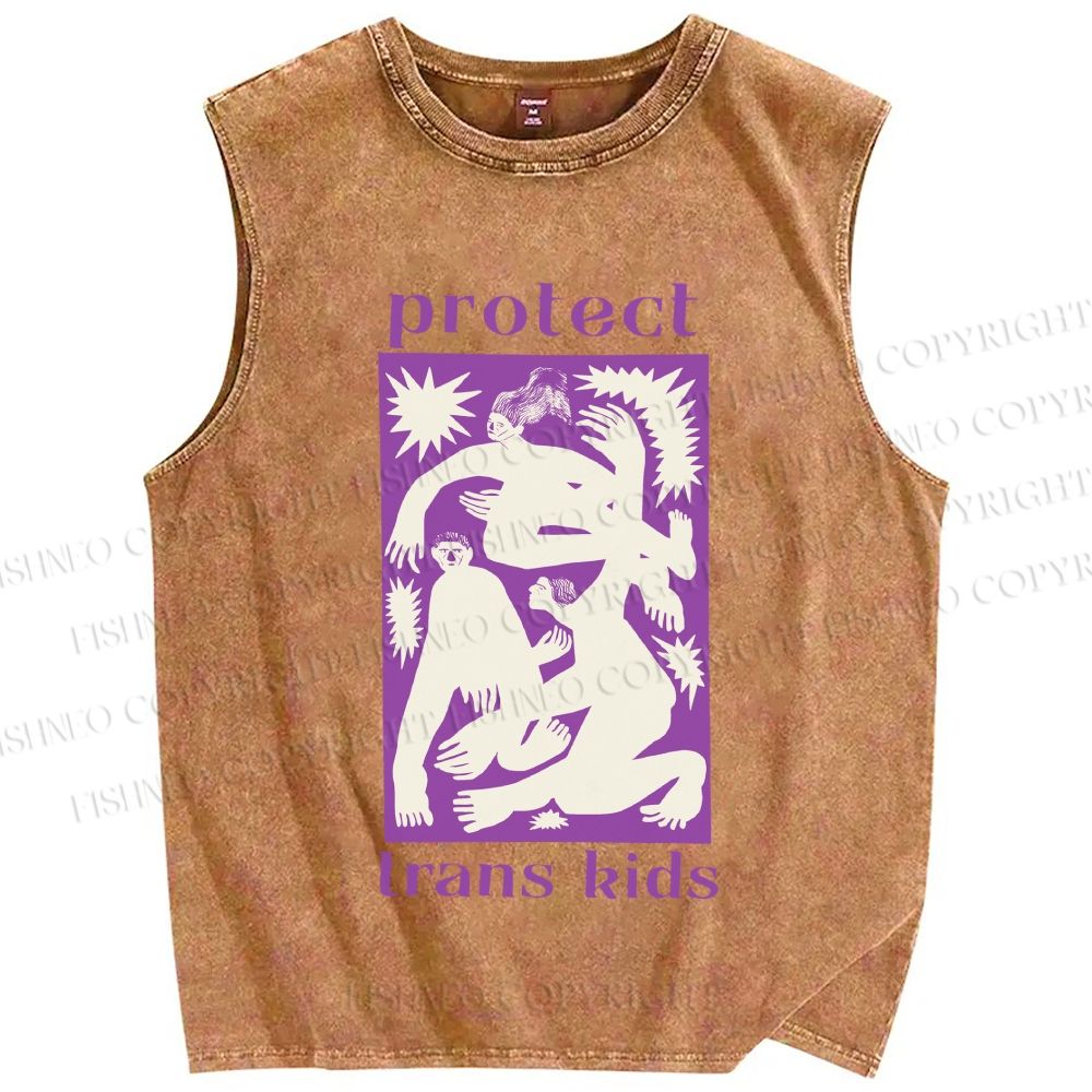 Unisex Pride Protect Trans Kids Printed Washed Tank Top