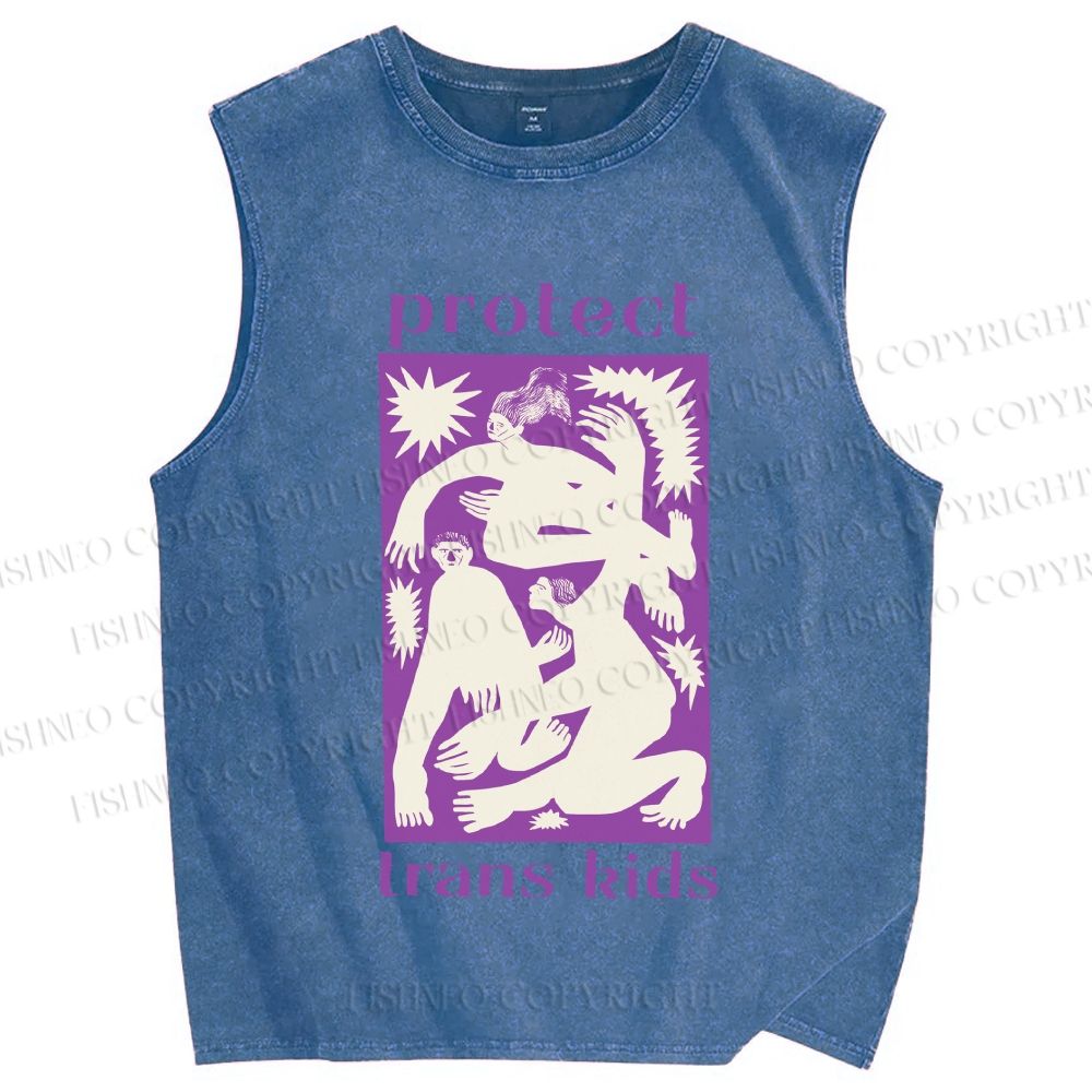 Unisex Pride Protect Trans Kids Printed Washed Tank Top