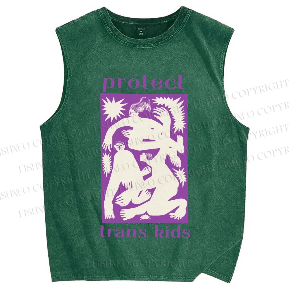 Unisex Pride Protect Trans Kids Printed Washed Tank Top