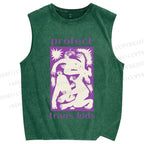 Unisex Pride Protect Trans Kids Printed Washed Tank Top