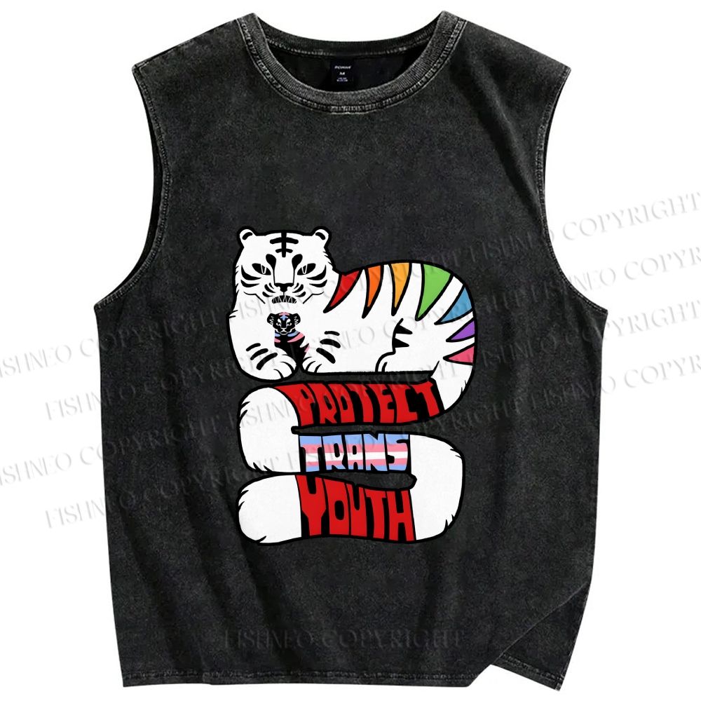 Unisex Pride Protect Trans Youth Printed Washed Tank Top