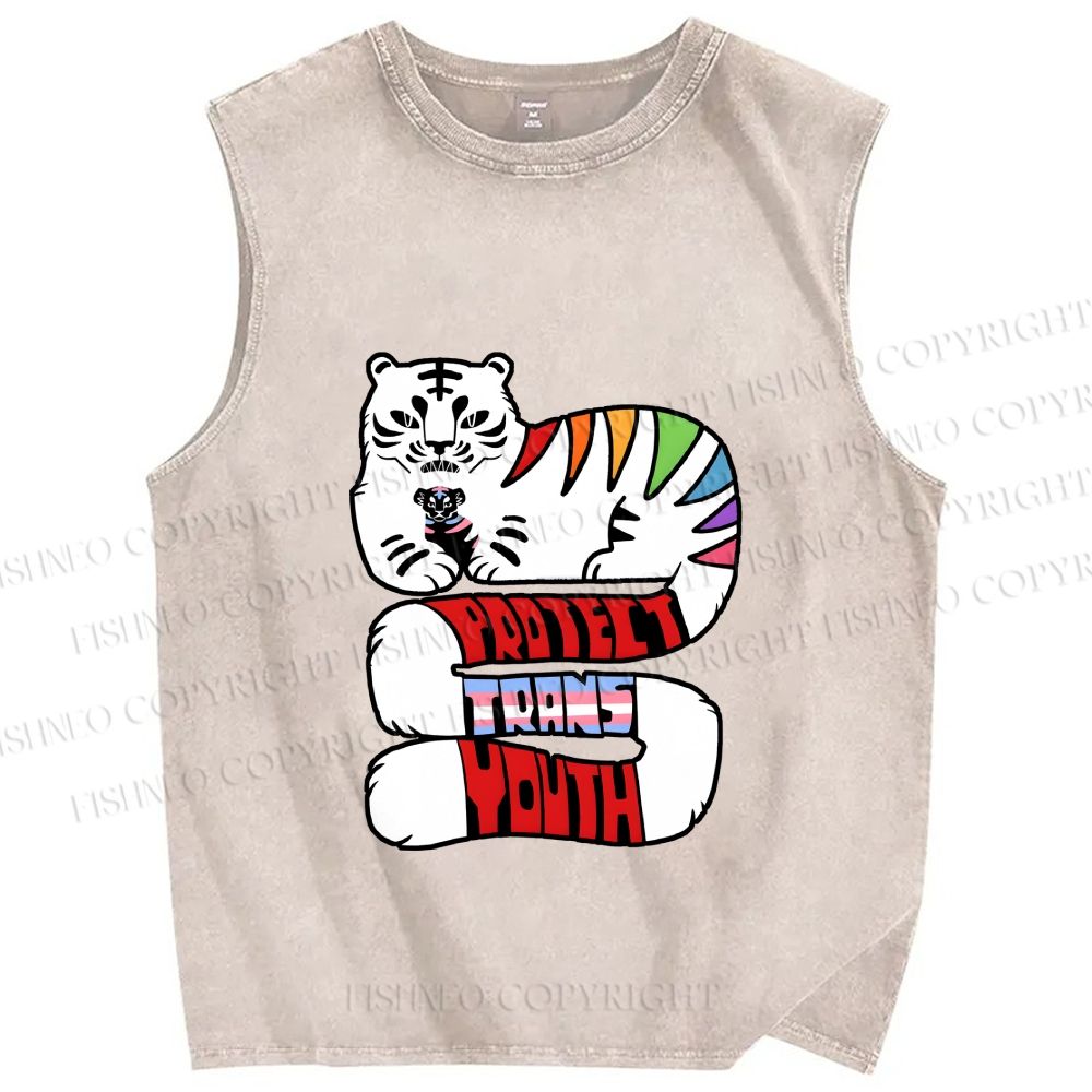 Unisex Pride Protect Trans Youth Printed Washed Tank Top