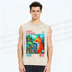 Unisex Yayoi Kusama Fox Printed Washed Tank Top