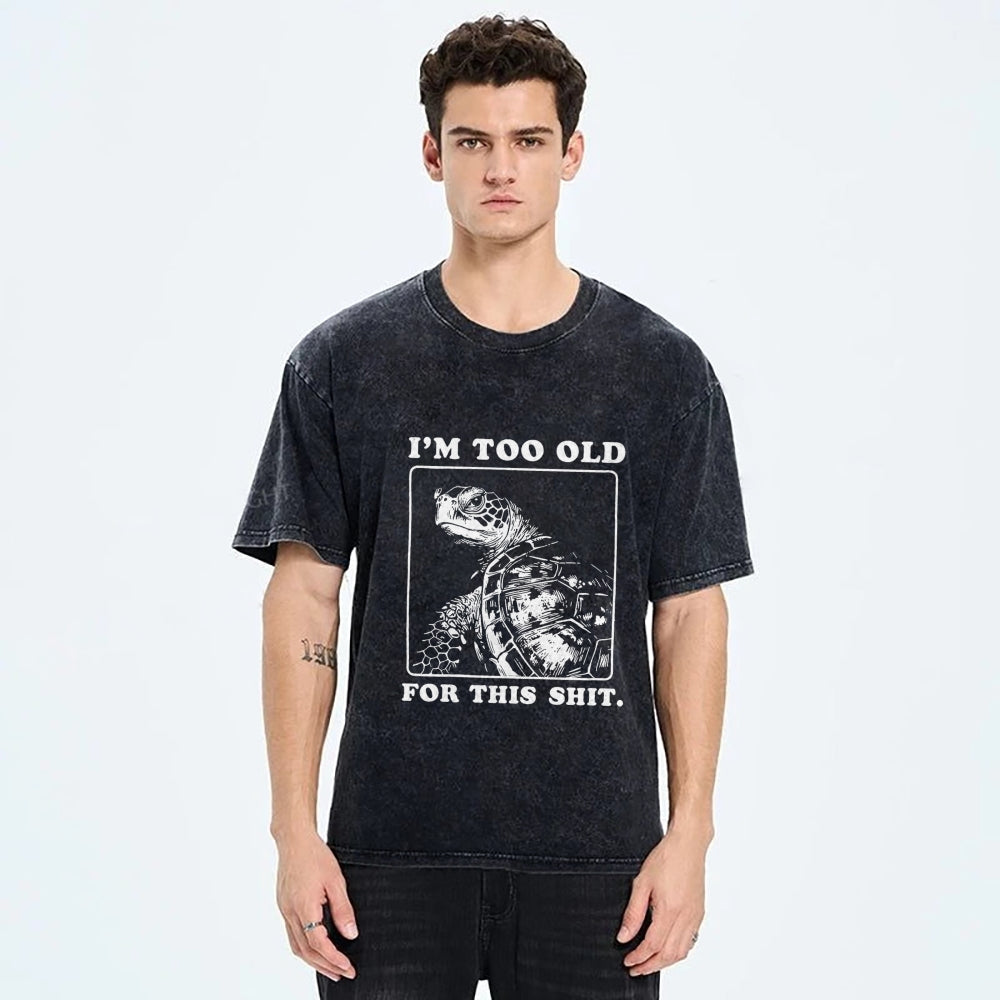 Unisex Turtle I Quit Meme Energy Printed Washed Tee