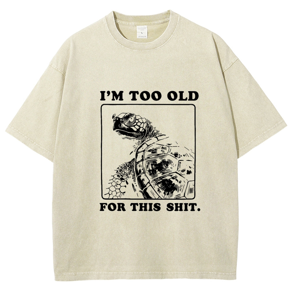 Unisex Turtle I Quit Meme Energy Printed Washed Tee