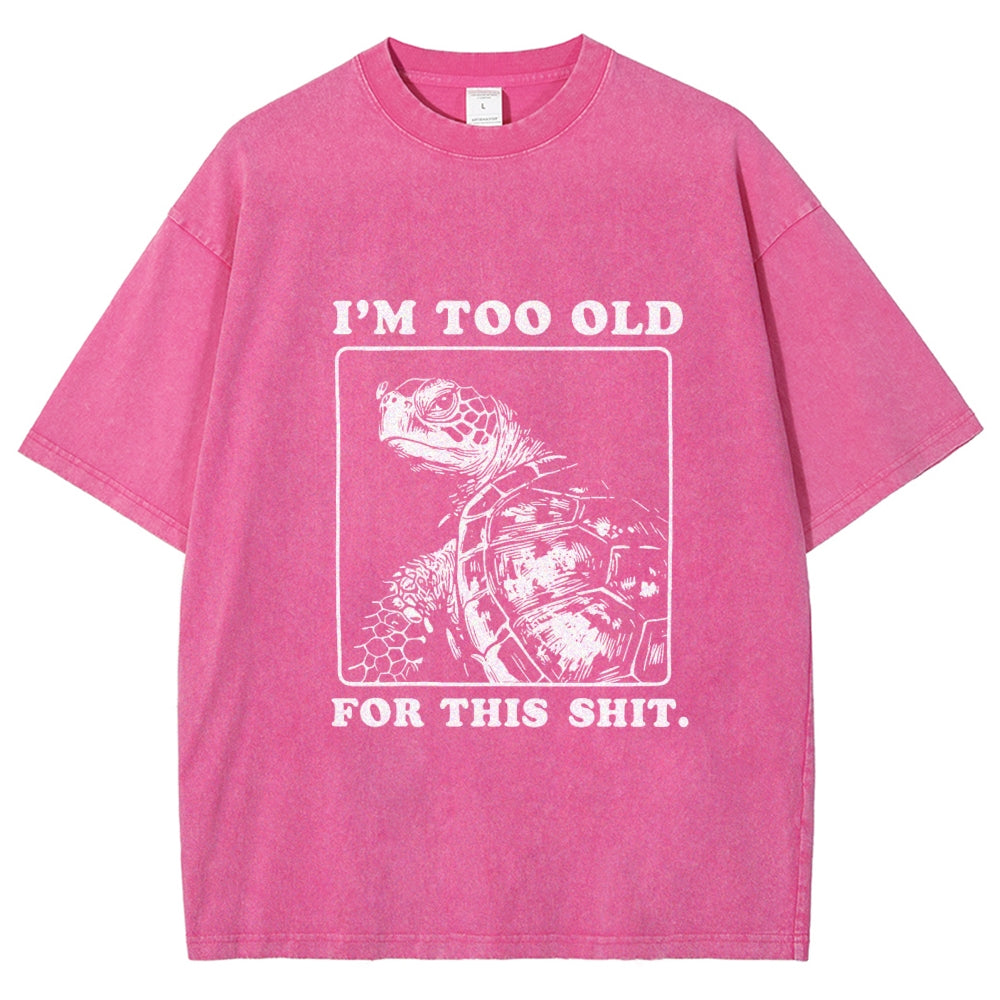 Unisex Turtle I Quit Meme Energy Printed Washed Tee