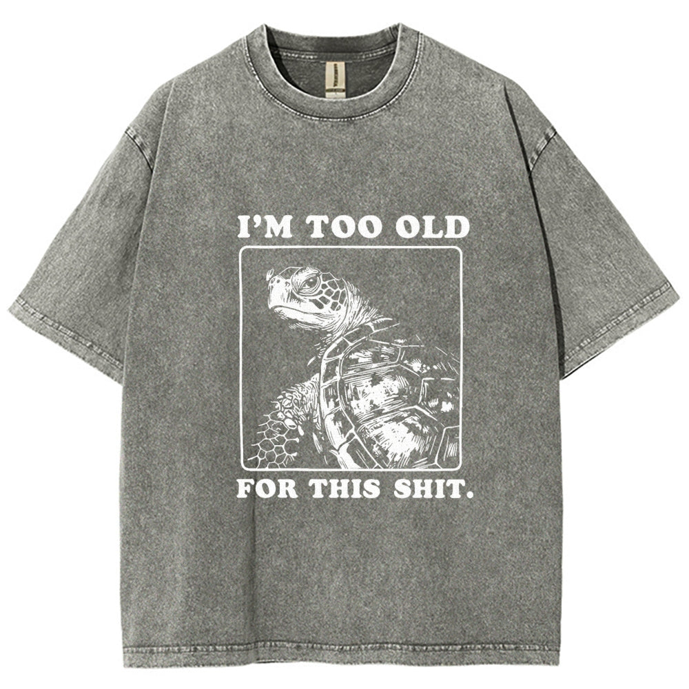 Unisex Turtle I Quit Meme Energy Printed Washed Tee