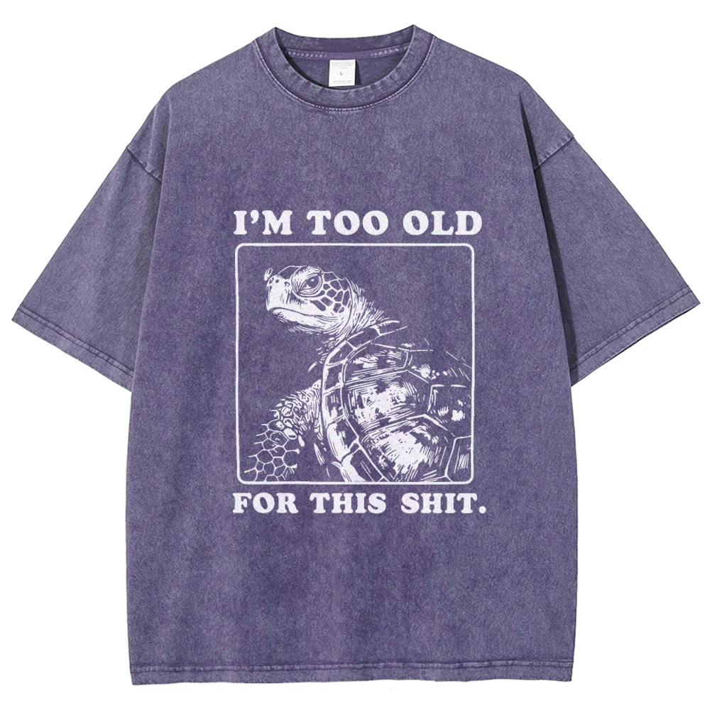 Unisex Turtle I Quit Meme Energy Printed Washed Tee