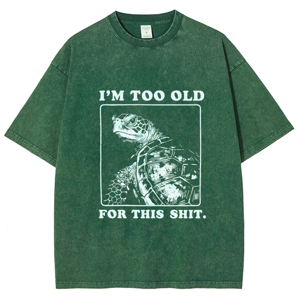 Unisex Turtle I Quit Meme Energy Printed Washed Tee