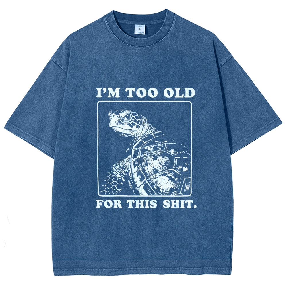 Unisex Turtle I Quit Meme Energy Printed Washed Tee