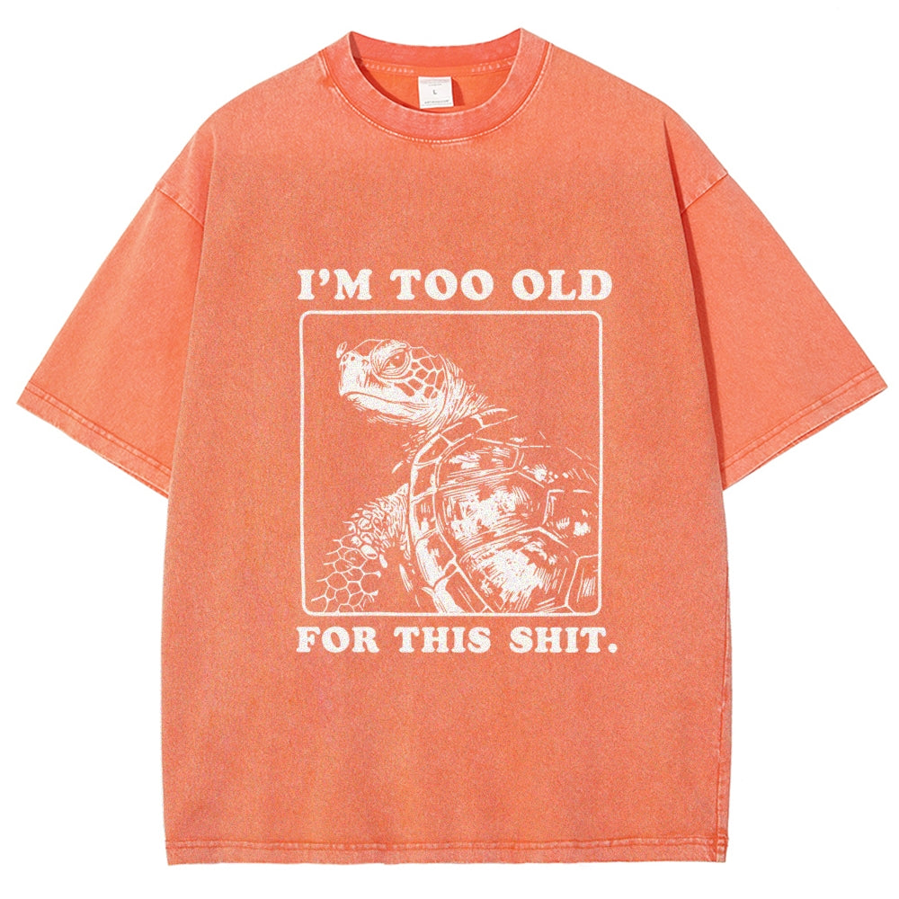 Unisex Turtle I Quit Meme Energy Printed Washed Tee