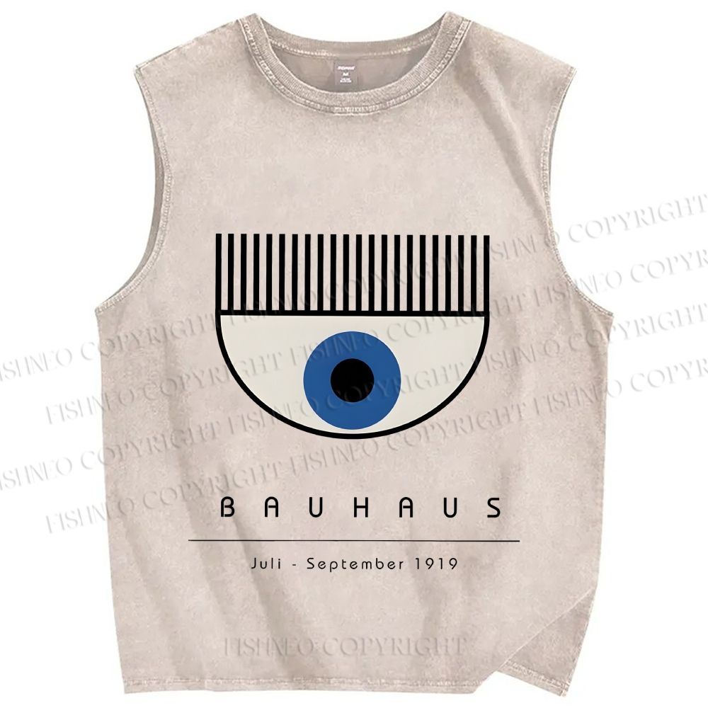 Unisex Bauhaus Eye Printed Washed Tank Top