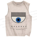 Unisex Bauhaus Eye Printed Washed Tank Top
