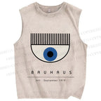 Unisex Bauhaus Eye Printed Washed Tank Top