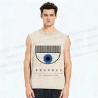 Unisex Bauhaus Eye Printed Washed Tank Top