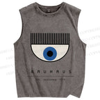 Unisex Bauhaus Eye Printed Washed Tank Top