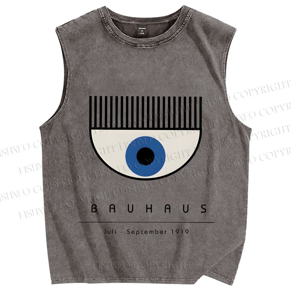 Unisex Bauhaus Eye Printed Washed Tank Top