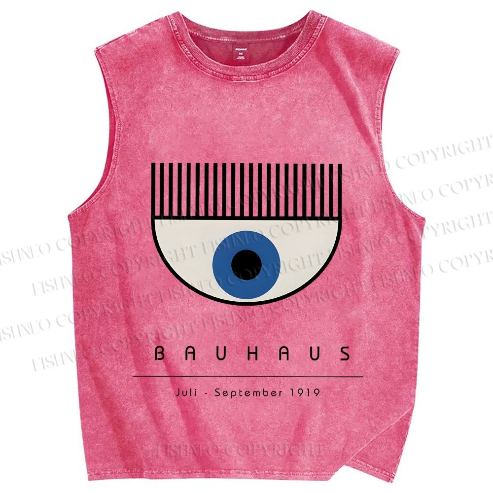 Unisex Bauhaus Eye Printed Washed Tank Top