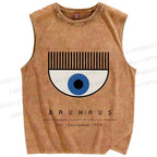 Unisex Bauhaus Eye Printed Washed Tank Top
