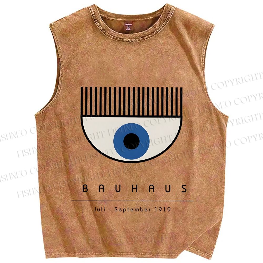 Unisex Bauhaus Eye Printed Washed Tank Top