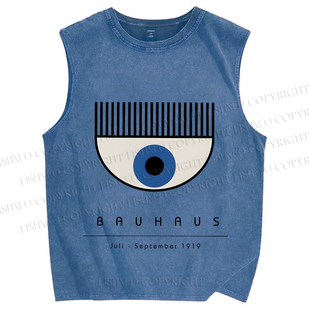 Unisex Bauhaus Eye Printed Washed Tank Top