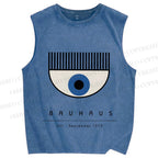 Unisex Bauhaus Eye Printed Washed Tank Top