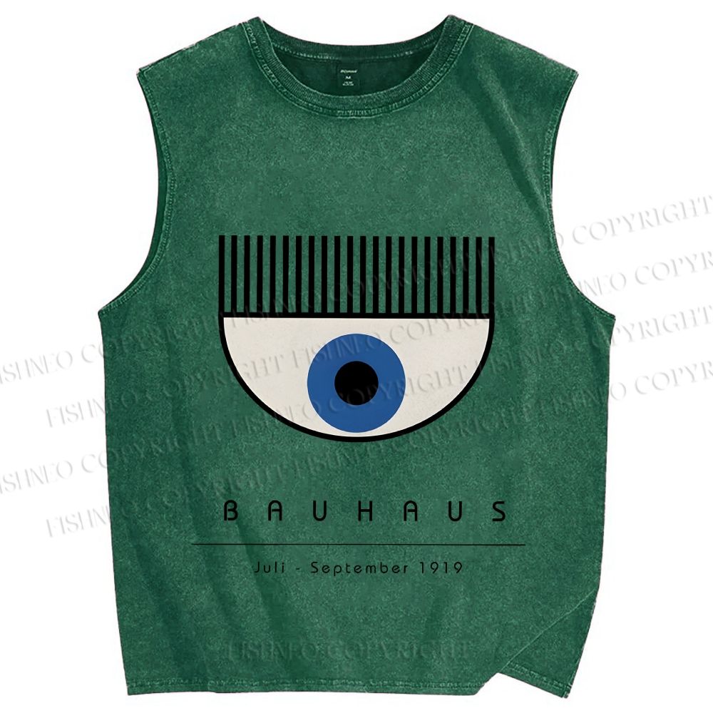 Unisex Bauhaus Eye Printed Washed Tank Top