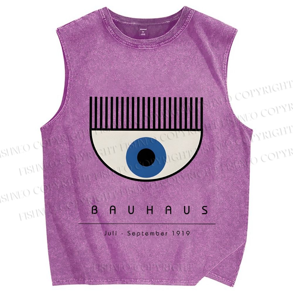 Unisex Bauhaus Eye Printed Washed Tank Top