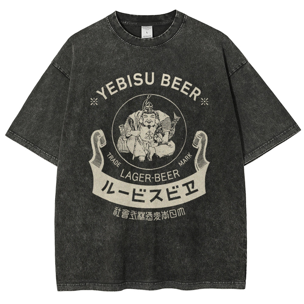Yebisu Beer Vintage Wash Japanese Design T-Shirt