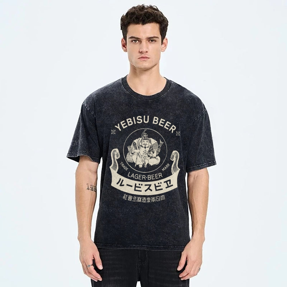 Yebisu Beer Vintage Wash Japanese Design T-Shirt
