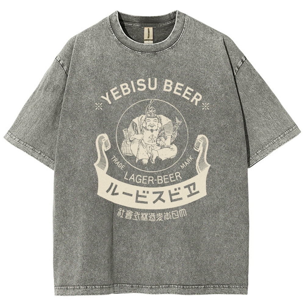 Yebisu Beer Vintage Wash Japanese Design T-Shirt