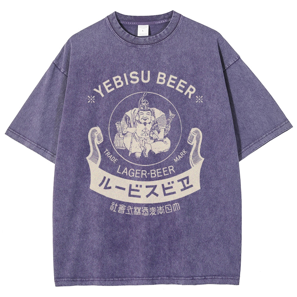 Yebisu Beer Vintage Wash Japanese Design T-Shirt
