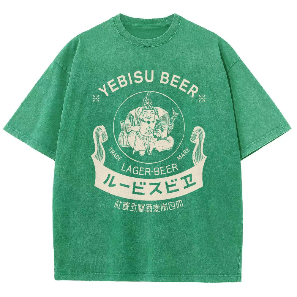 Yebisu Beer Vintage Wash Japanese Design T-Shirt