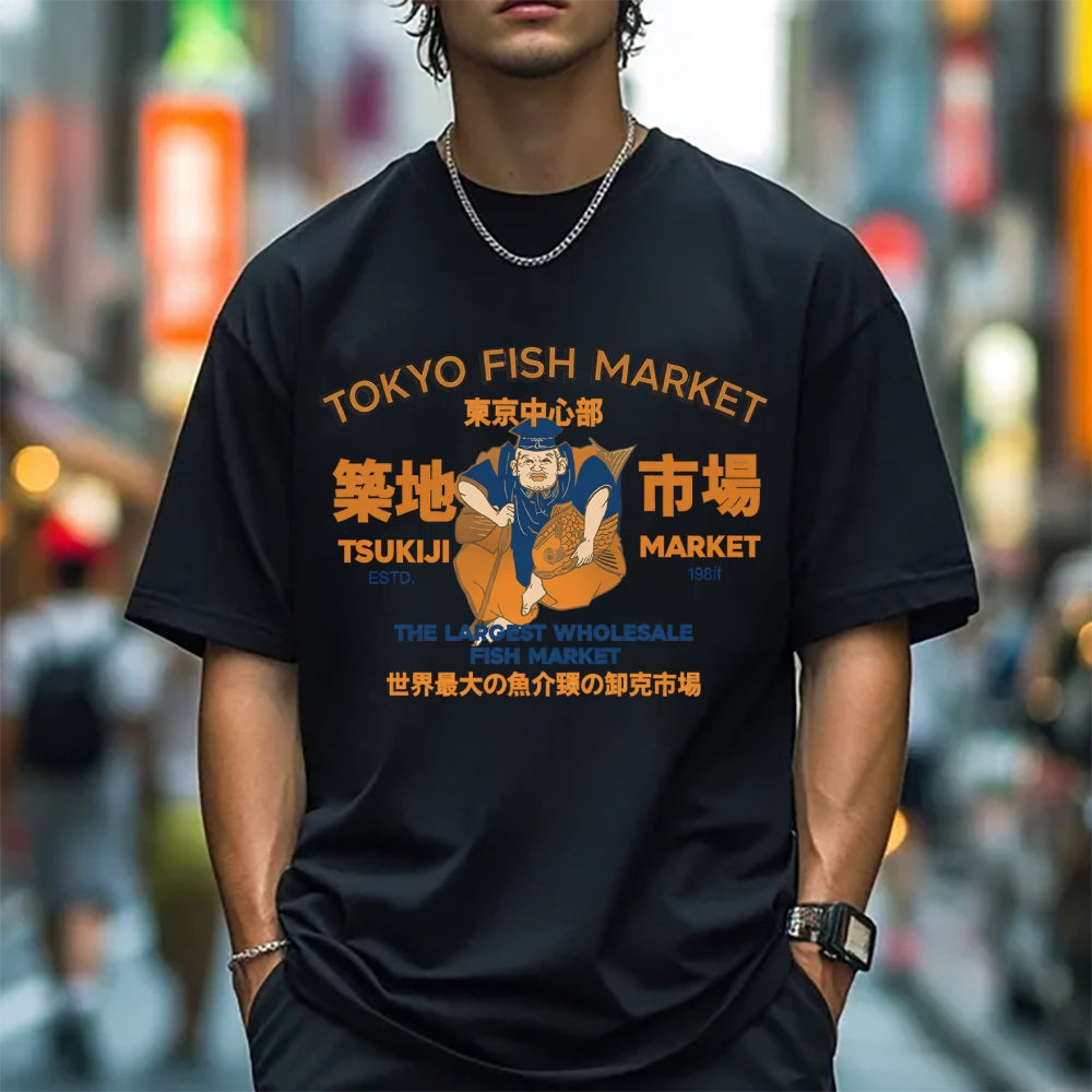 Tokyo Tsukiji Market Cotton casual T-shirt