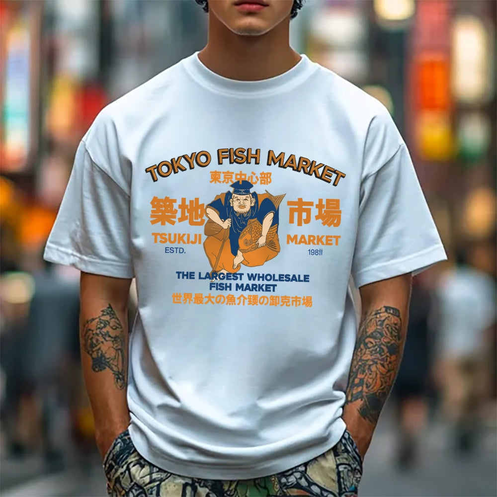 Tokyo Tsukiji Market Cotton casual T-shirt