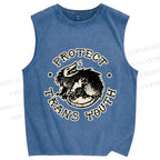 Unisex Pride Protect Trans Youth Opossum Printed Washed Tank Top