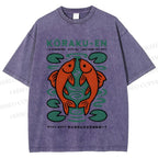 Unisex Korakuen Garden Fish Printed Washed Tee