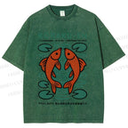 Unisex Korakuen Garden Fish Printed Washed Tee