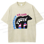 Unisex Pride Protect Trans Youth Polar Bear Printed Washed Tee