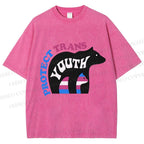 Unisex Pride Protect Trans Youth Polar Bear Printed Washed Tee