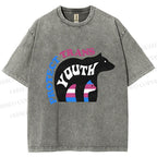 Unisex Pride Protect Trans Youth Polar Bear Printed Washed Tee