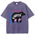 Unisex Pride Protect Trans Youth Polar Bear Printed Washed Tee